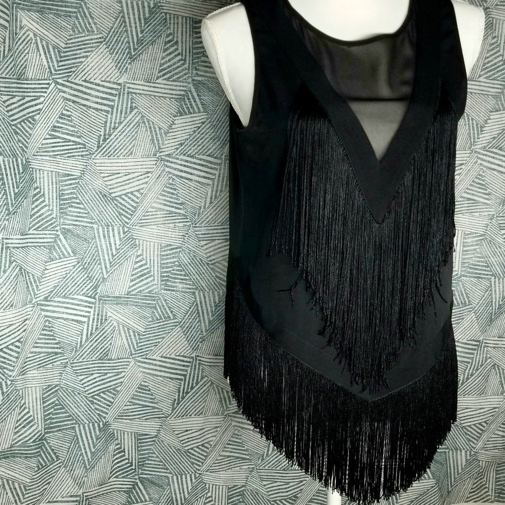 1. STATE Fringe Black Top Sz M